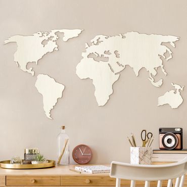 Wanddecoratie hout - 3D World Map