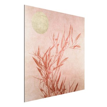 Aluminium Dibond schilderijen Golden Sun Pink Bamboo