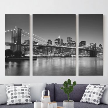 Canvas schilderijen - 3-delig Brooklyn Bridge in New York II