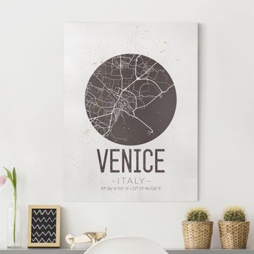 Canvas schilderijen Venice City Map - Retro