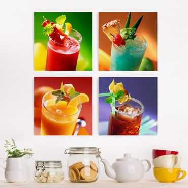 Canvas schilderijen - 4-delig colourful cocktails