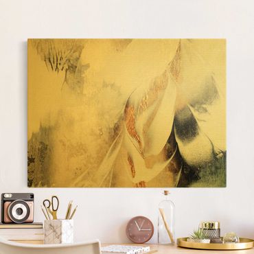 Canvas schilderijen - Goud Golden Abstract Winter Painting