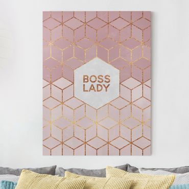 Canvas schilderijen Boss Lady Hexagons Pink