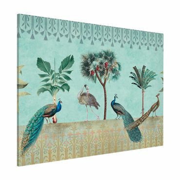 Magneetborden Vintage Collage - Tropical Bird With Palm Trees