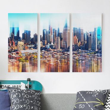 Canvas schilderijen - 3-delig Manhattan Skyline Urban Stretch