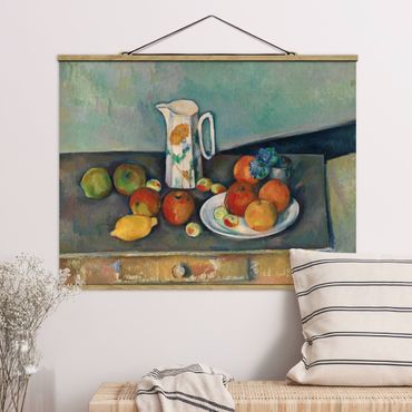 Stoffen schilderij met posterlijst Paul Cézanne - Still Life With Milk Jug And Fruit