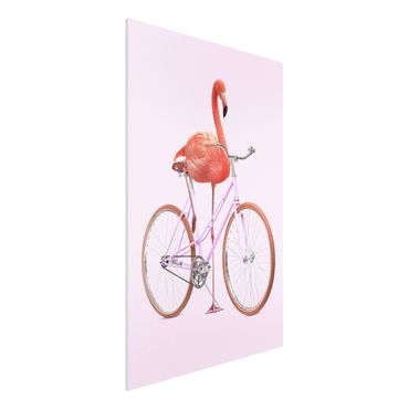 Forex schilderijen Flamingo With Bicycle