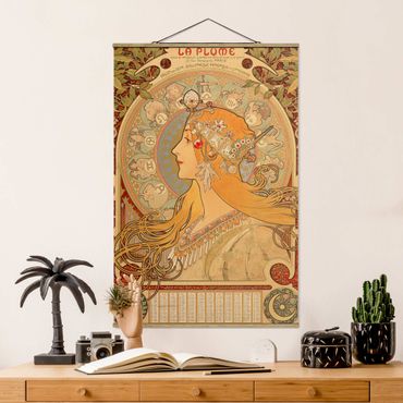 Stoffen schilderij met posterlijst Alfons Mucha - Zodiac