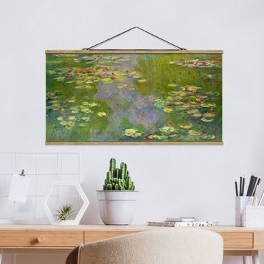 Stoffen schilderij met posterlijst Claude Monet - Green Waterlilies