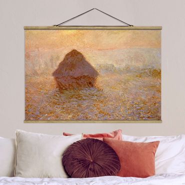 Stoffen schilderij met posterlijst Claude Monet - Haystack In The Mist