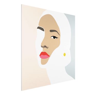 Forex schilderijen Line Art Portrait Woman Pastel Grey