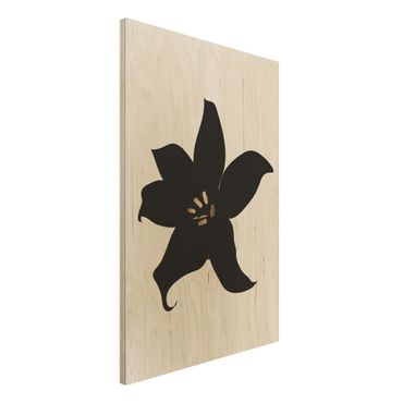 Houten schilderijen Graphical Plant World - Orchid Black And Gold