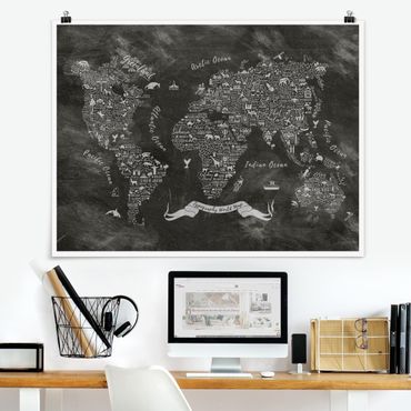 Posters Chalk Typography World Map