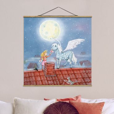 Stoffen schilderij met posterlijst Marie's Magic Pony