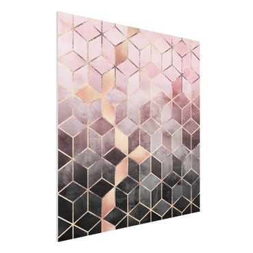 Forex schilderijen Pink Grey Golden Geometry