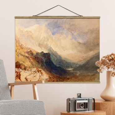 Stoffen schilderij met posterlijst William Turner - View along an Alpine Valley, possibly the Val d'Aosta