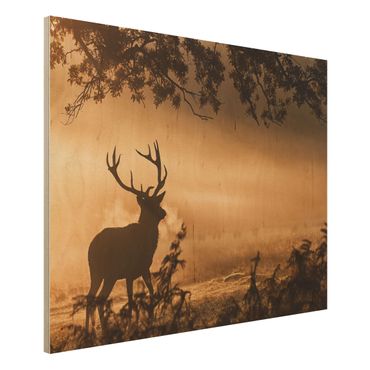 Houten schilderijen Deer In The Winter Forest