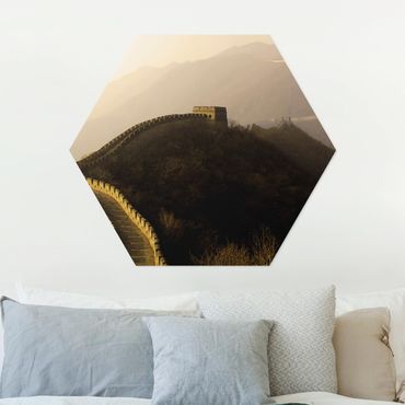 Hexagons Aluminium Dibond schilderijen Sunrise Over The Chinese Wall