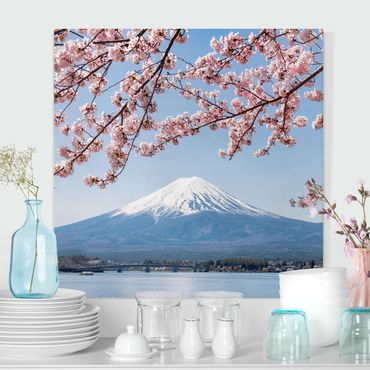 Canvas schilderijen Cherry Blossoms With Mt. Fuji