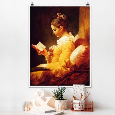 Posters Jean Honoré Fragonard - Young Girl Reading