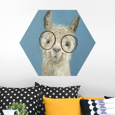 Hexagons Aluminium Dibond schilderijen Lama With Glasses I