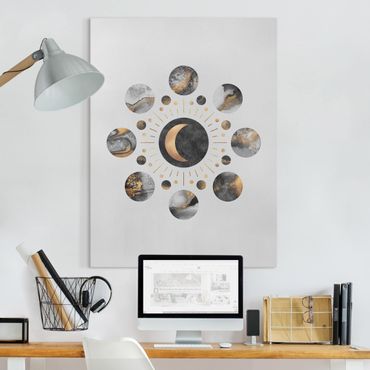 Canvas schilderijen Moon Phases Abstract Gold
