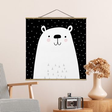 Stoffen schilderij met posterlijst Zoo With Patterns - Polar Bear