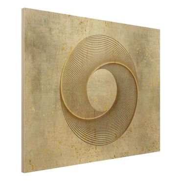Houten schilderijen Line Art Circling Spirale Gold