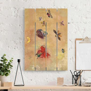Houten schilderijen op plank Odilon Redon - Colourful Butterflies