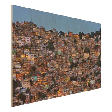 Houten schilderijen Rio De Janeiro Favela Sunset