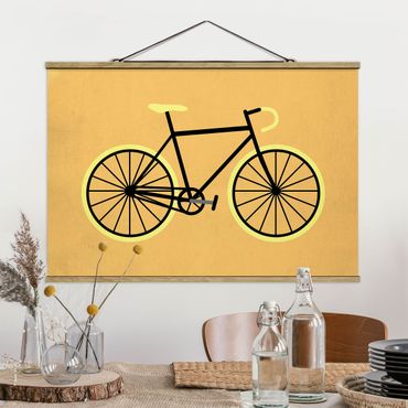 Stoffen schilderij met posterlijst Bicycle In Yellow