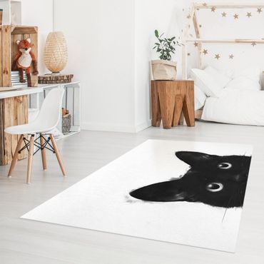 Vinyl tapijt Illustration Black Cat On White Painting