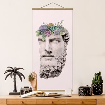 Stoffen schilderij met posterlijst Head With Succulents