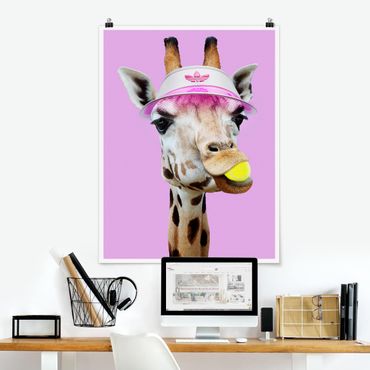 Posters Giraffe Playing Tennis