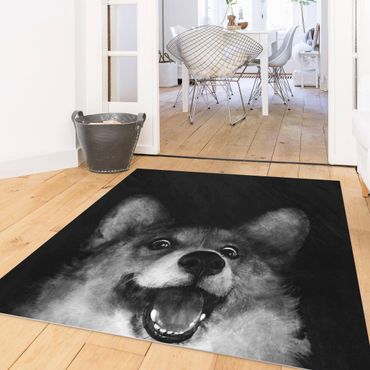 Vinyl tapijt Illustration Dog Corgi Paintig Black And White