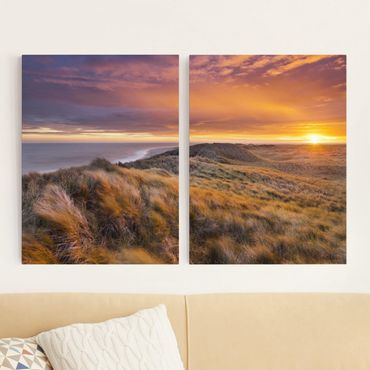 Canvas schilderijen - 2-delig  Sunrise On The Beach On Sylt