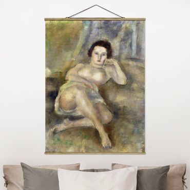 Stoffen schilderij met posterlijst Jules Pascin - Lying young Woman