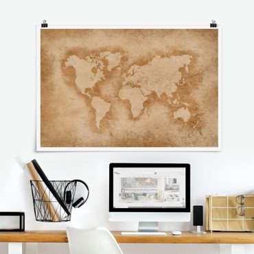 Posters Antique World Map