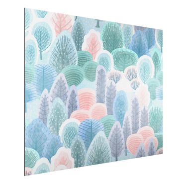Aluminium Dibond schilderijen Happy Forest In Pastel