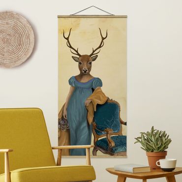 Stoffen schilderij met posterlijst Animal Portrait - Deer Lady