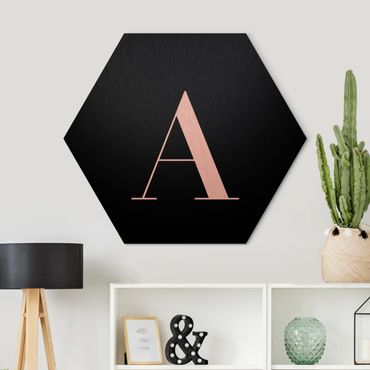 Hexagons Aluminium Dibond schilderijen Letter Serif Black A