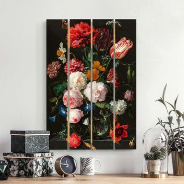 Houten schilderijen op plank Jan Davidsz De Heem - Still Life With Flowers In A Glass Vase