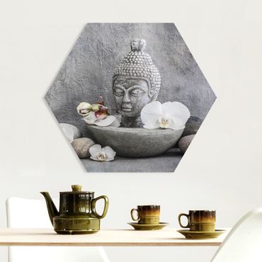 Hexagons Forex schilderijen Zen Buddha, Orchids And Stones