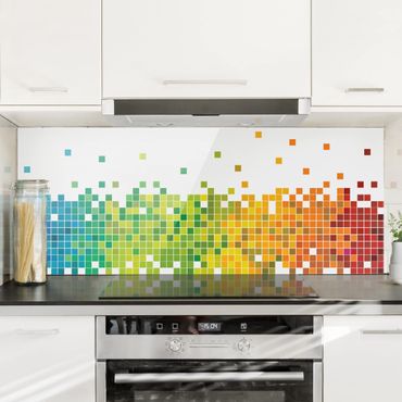 Spatscherm keuken Pixel Rainbow