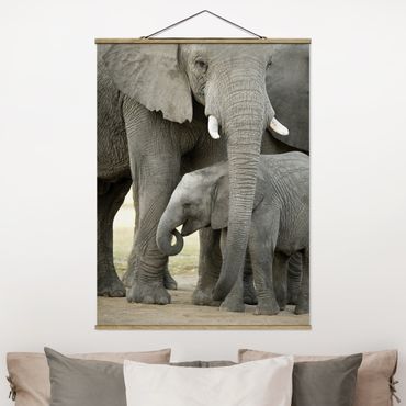 Stoffen schilderij met posterlijst Elephant Love