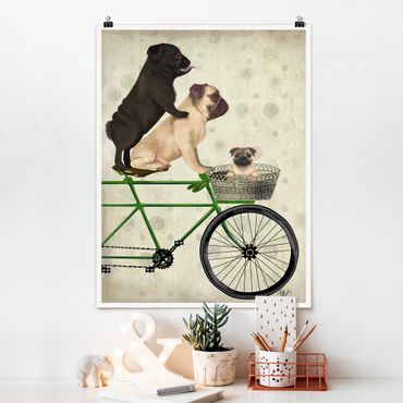 Posters Cycling - Pugs On Bike