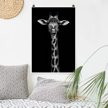 Posters Dark Giraffe Portrait