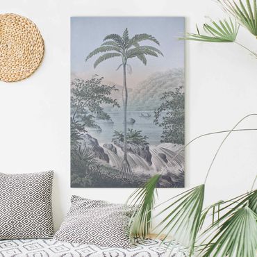 Canvas schilderijen Vintage Illustration - Landscape With Palm Tree