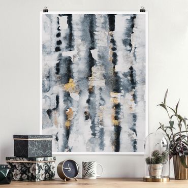 Posters Abstract Watercolour With Gold