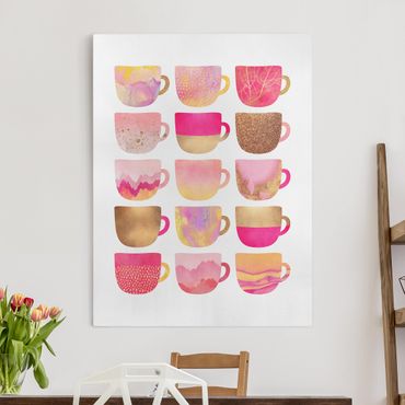 Canvas schilderijen Golden Mugs With Light Pink